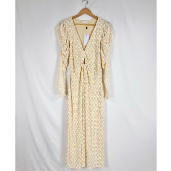 Revolve Lovers and Friends Womens Zoey Lace Midi Dress Large Ivory Cream - Picture 2 of 16